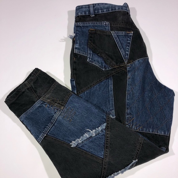 VTG UNION MADE DENIM 2 PIECE PATCHWORK GOTH CYBER - Picture 8 of 8